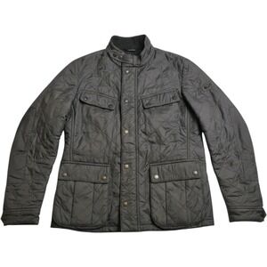 Barbour International Ariel Polarquilt Jacket M Black Diamond Quilted Biker Coat